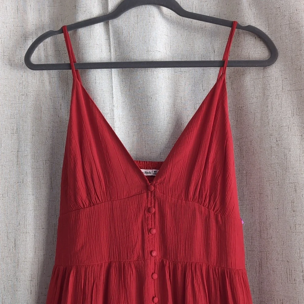 Abercrombie & Fitch Crinkle Textured Button Through Maxi Dress NWT Size MT
